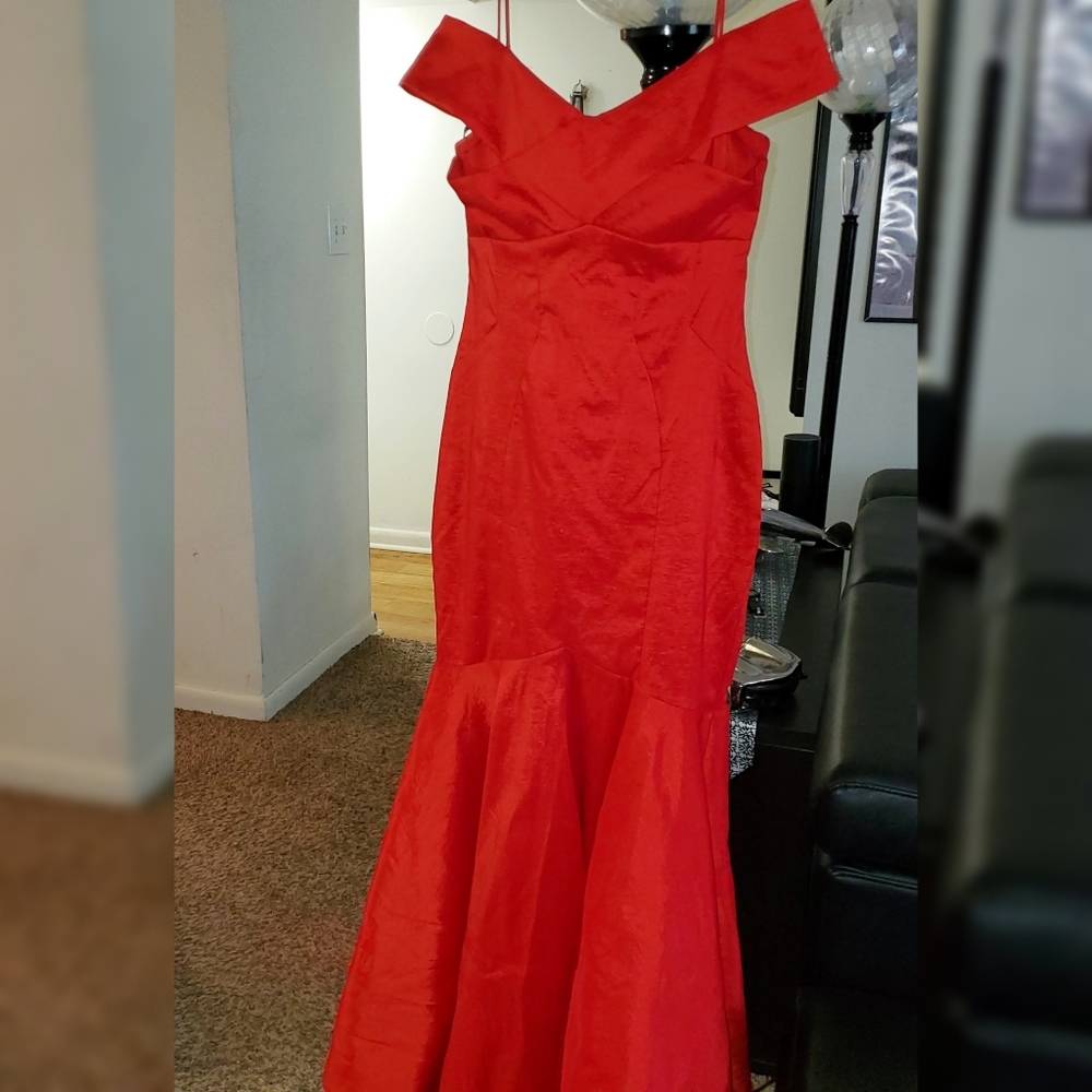 Long red dress